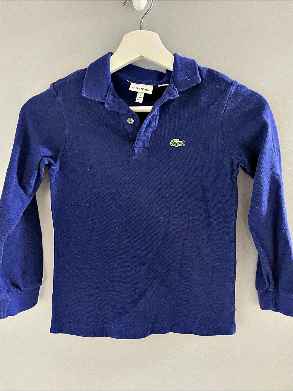 Lacoste Boys Long Sleeve Pique Polo Long Sleeve Polo in Blue Like New